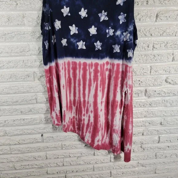 Chaps Women's Plus Size 2X 4th of July Shift Tank Dress Red Blue Asymmetric D1E - Picture 5 of 12